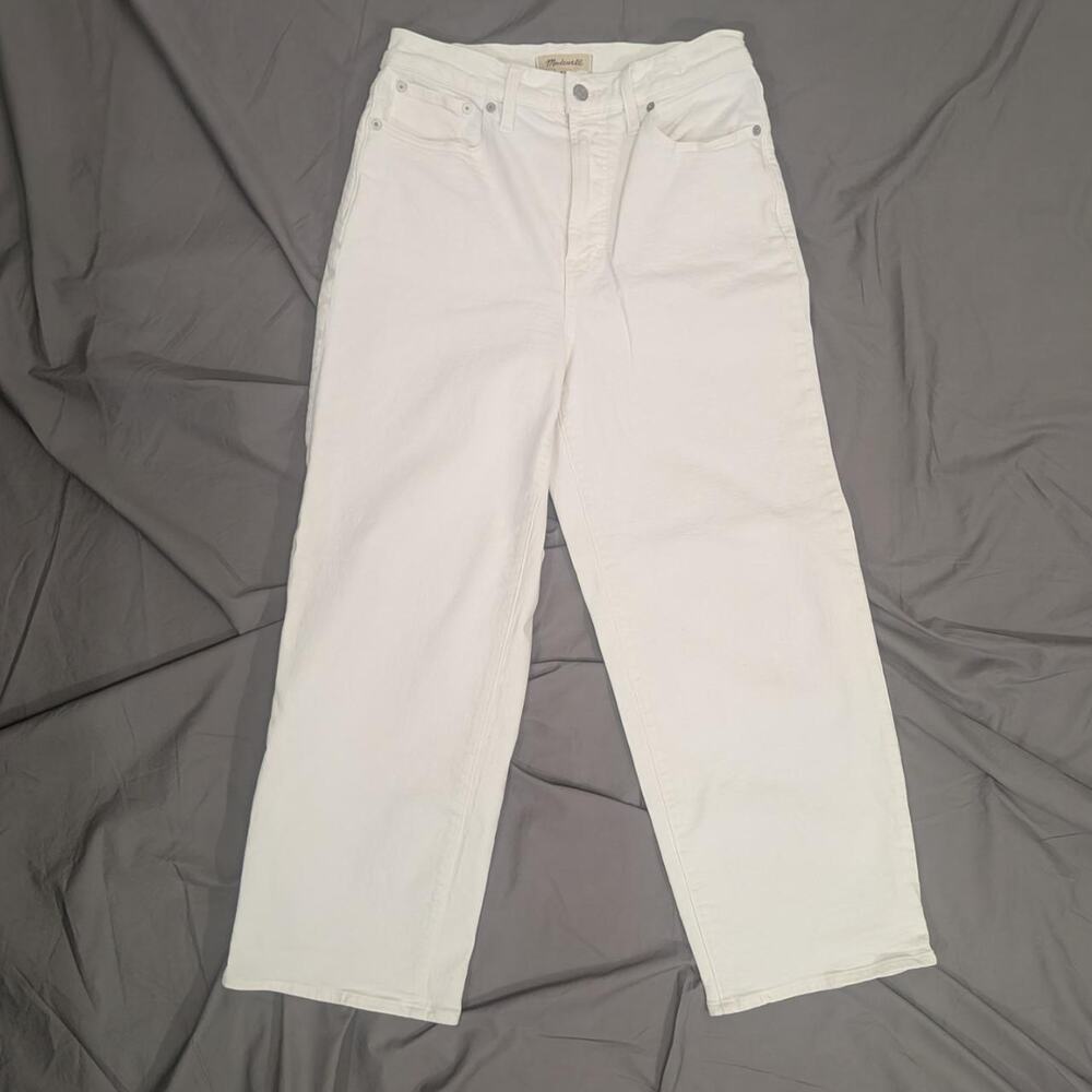 Madewell The Perfect Vintage wide‑leg crop jeans in white, size 29